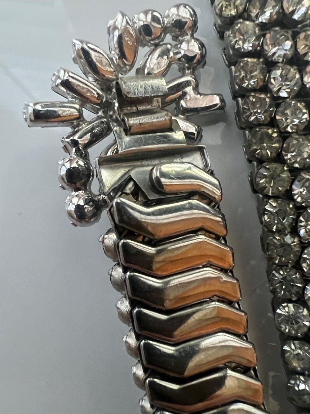 Albert Weiss Silver Crystal Multi-Row Bracelet & Choker Pair Vintage - Picture 5 of 7